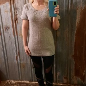 Short Sleeve American Eagle Crochet Sweater